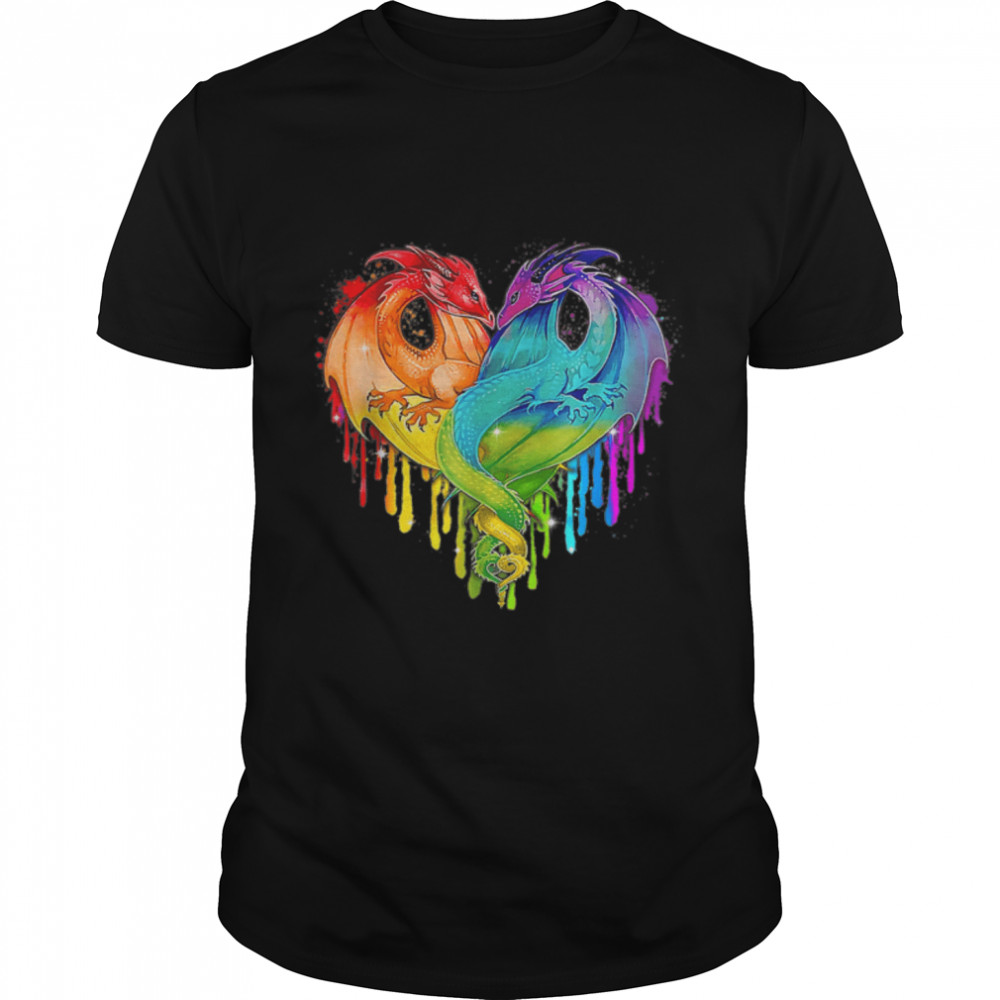 Lgbt Dragon Heart Rainbow Heart Dragon Lgbt Pride T- B09ZQD6LK1 Classic Men's T-shirt