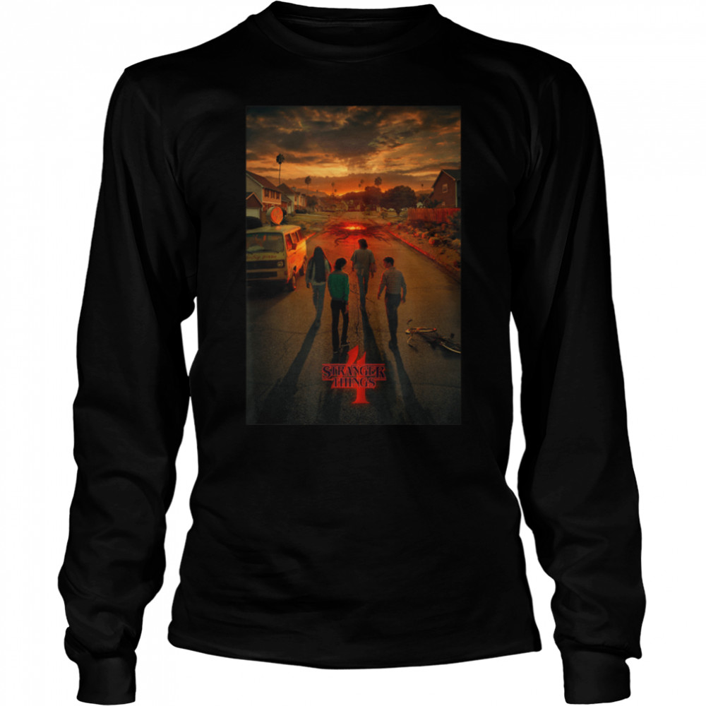 Stranger Things Group California Street Poster T- B09SQWJ5QW Long Sleeved T-shirt