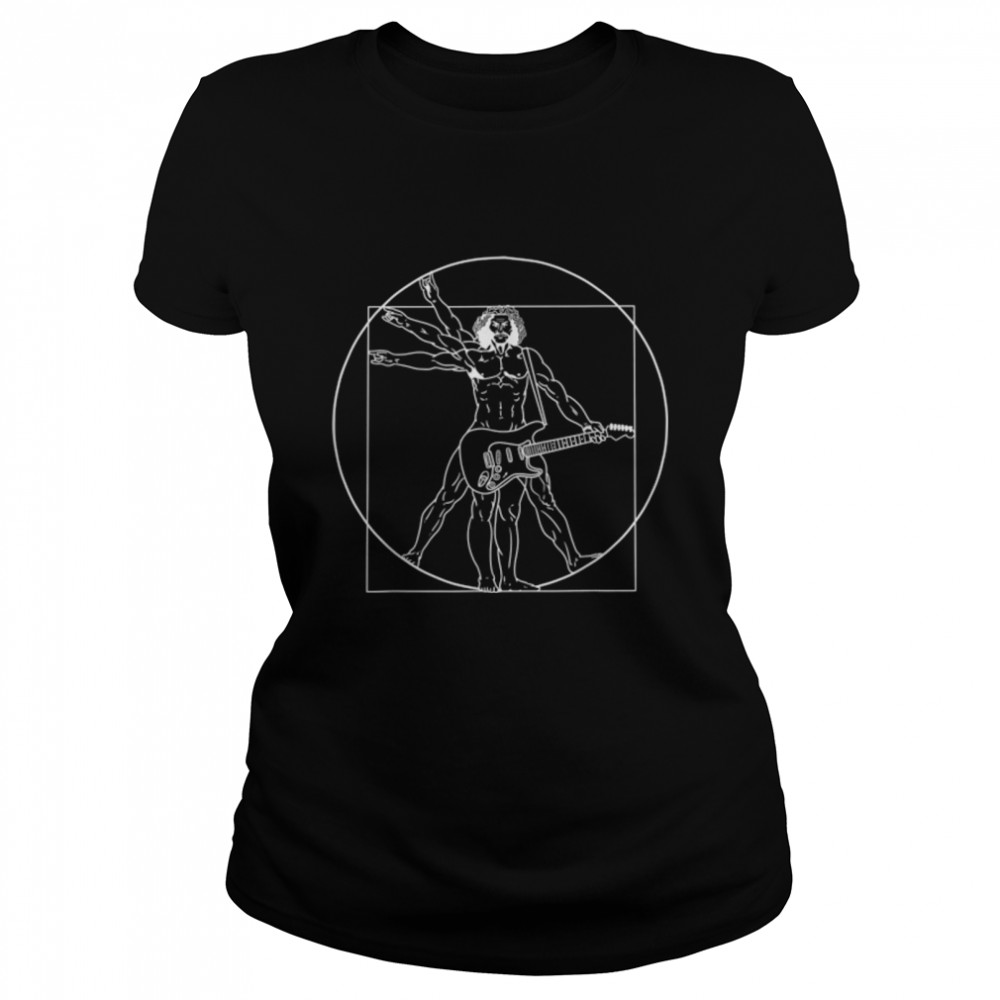 Vitruvian Man Guitar Music Player Da Vinci Guitarist T- B07J223PQD Classic Women's T-shirt