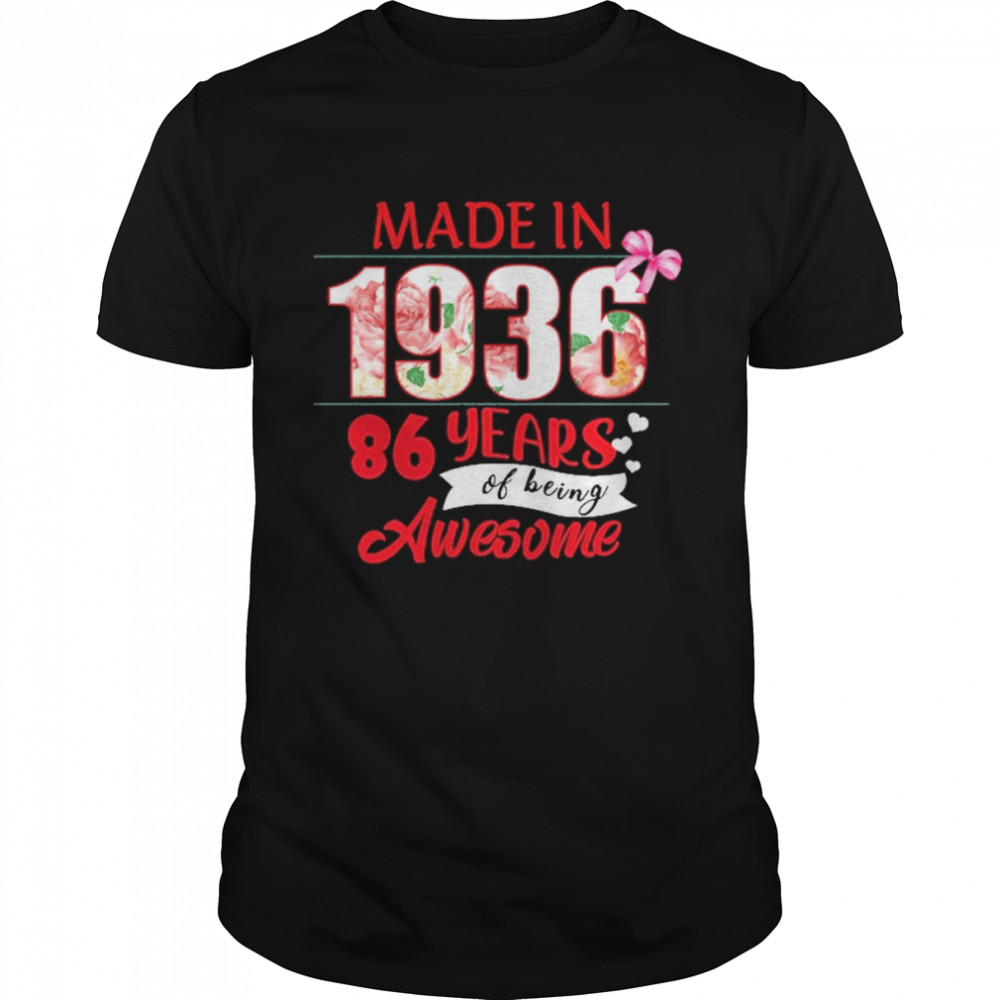 Made In 1936 86 Year Of Being Awesome Shirt