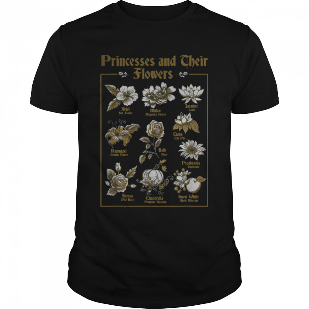 Disney Princesses And Their Flowers Chart Poster T-Shirt B09YFZC3XN