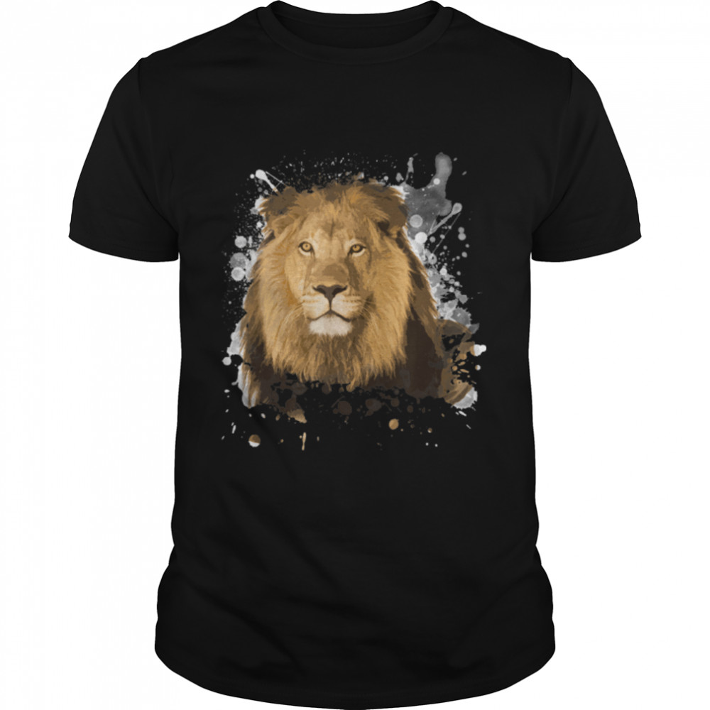 Lion Big Cat Wildlife Nature Watercolor Spirit Animal Lover T-Shirt B0B4W8K4ZPs