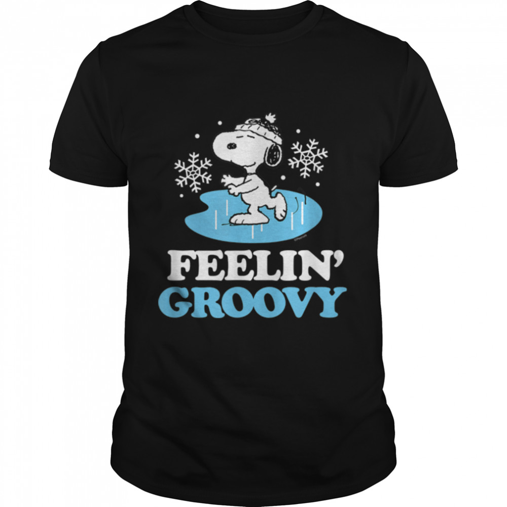 Peanuts - Snoopy Ice Skating and Feelins' Groovy T-Shirt B09MDXFG93s