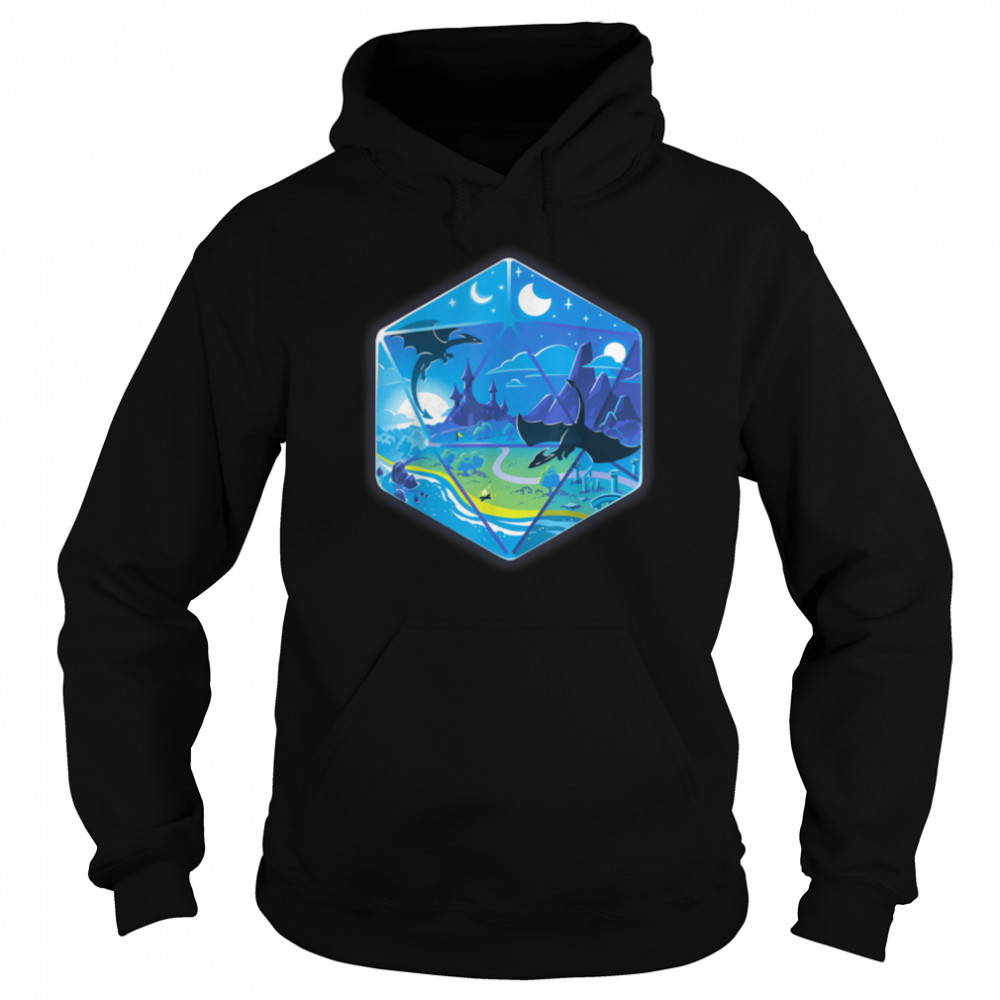 D20 Landscape Dungeons D20 Dragon Lover T- B09SGXQ8VF Unisex Hoodie