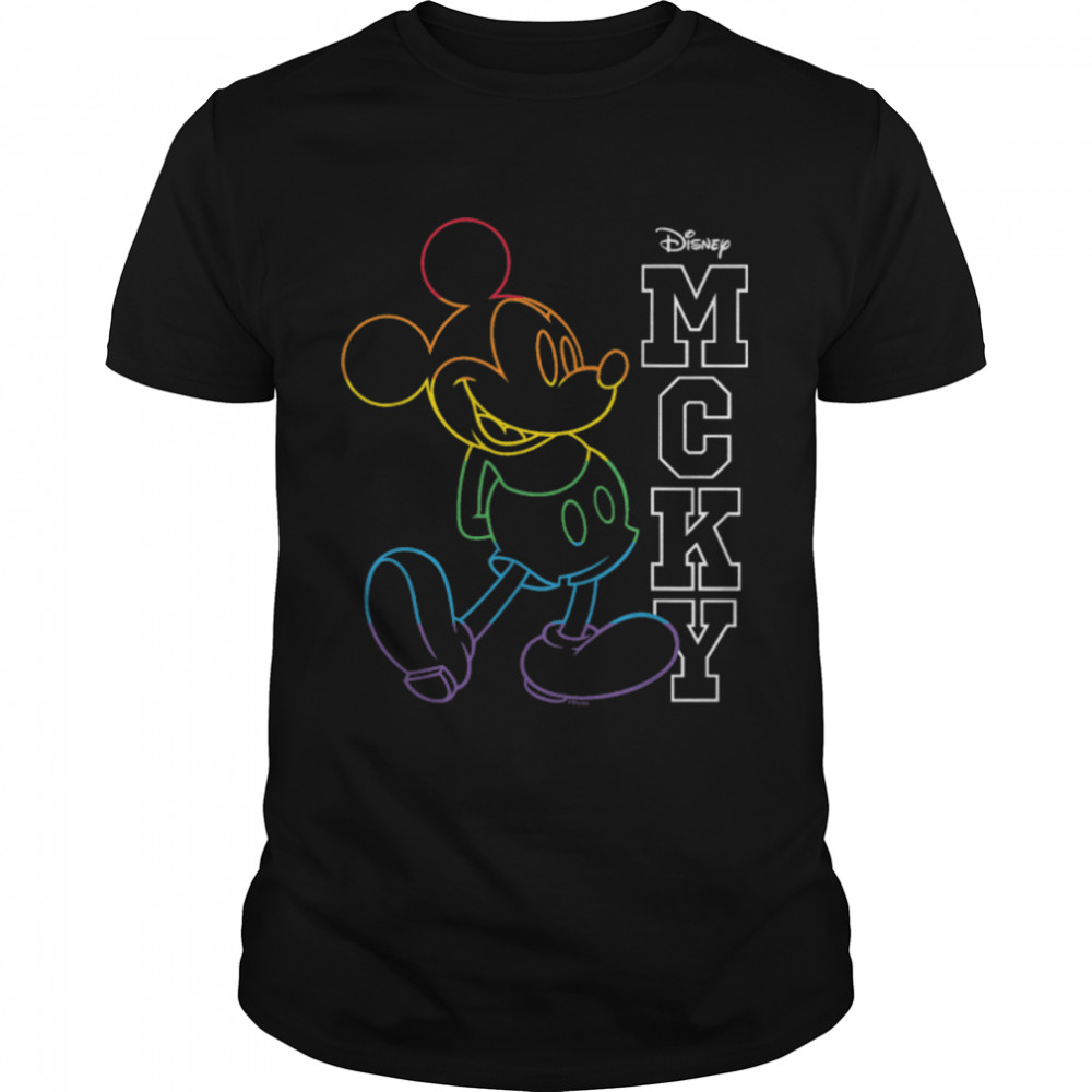 Disney - Mickey Rainbow Outline T- B0B3LR3VBJ Classic Men's T-shirt