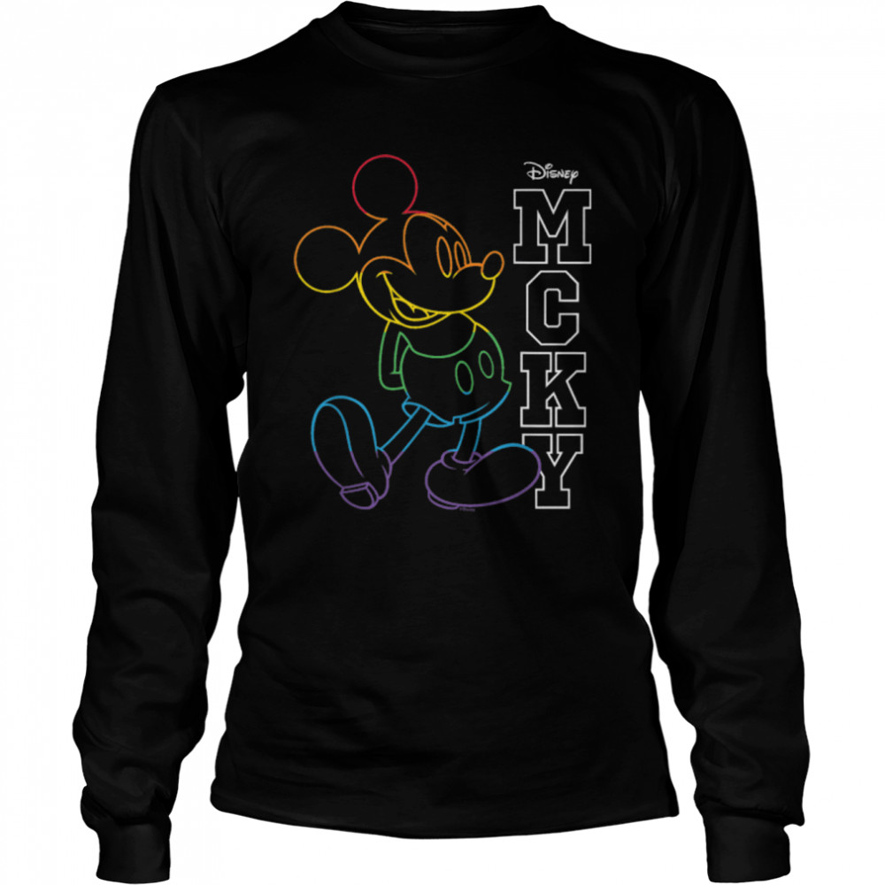 Disney - Mickey Rainbow Outline T- B0B3LR3VBJ Long Sleeved T-shirt