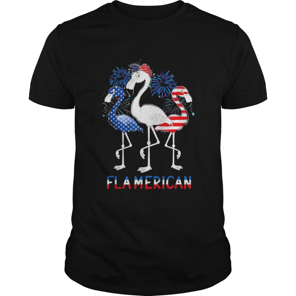 4th Of July US Flag Patriotic Flamingo Flamerica  Classic Men's T-shirt