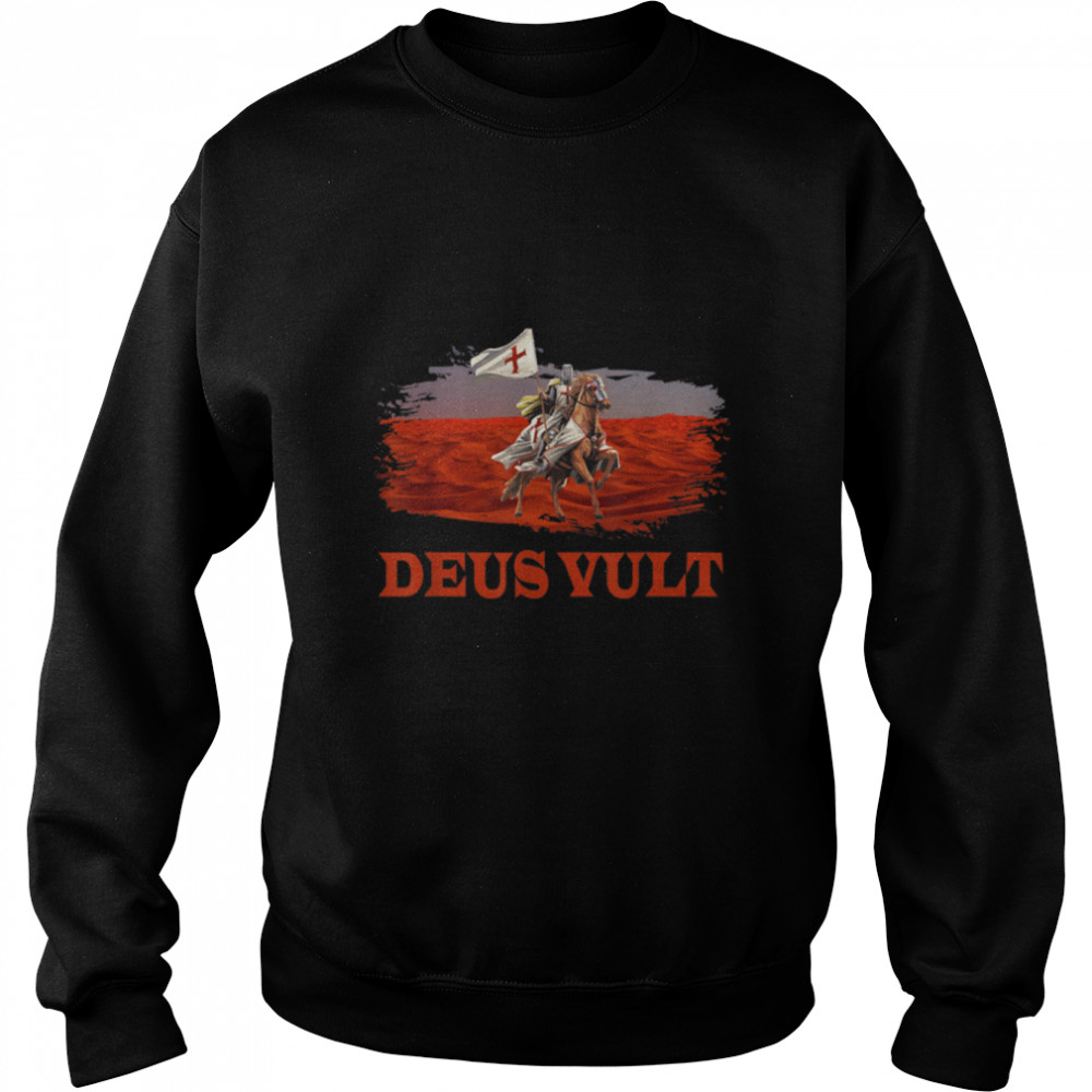 Knights Templar Distressed Cross Deus Vult Crusader Flag T- B09VTKNQ78 Unisex Sweatshirt