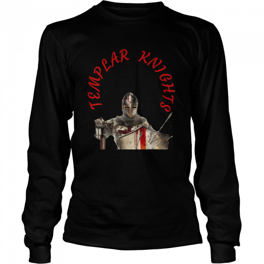 Knights Templar Distressed Cross Deus Vult Crusader Warrior T- B09VTHWN17 Long Sleeved T-shirt