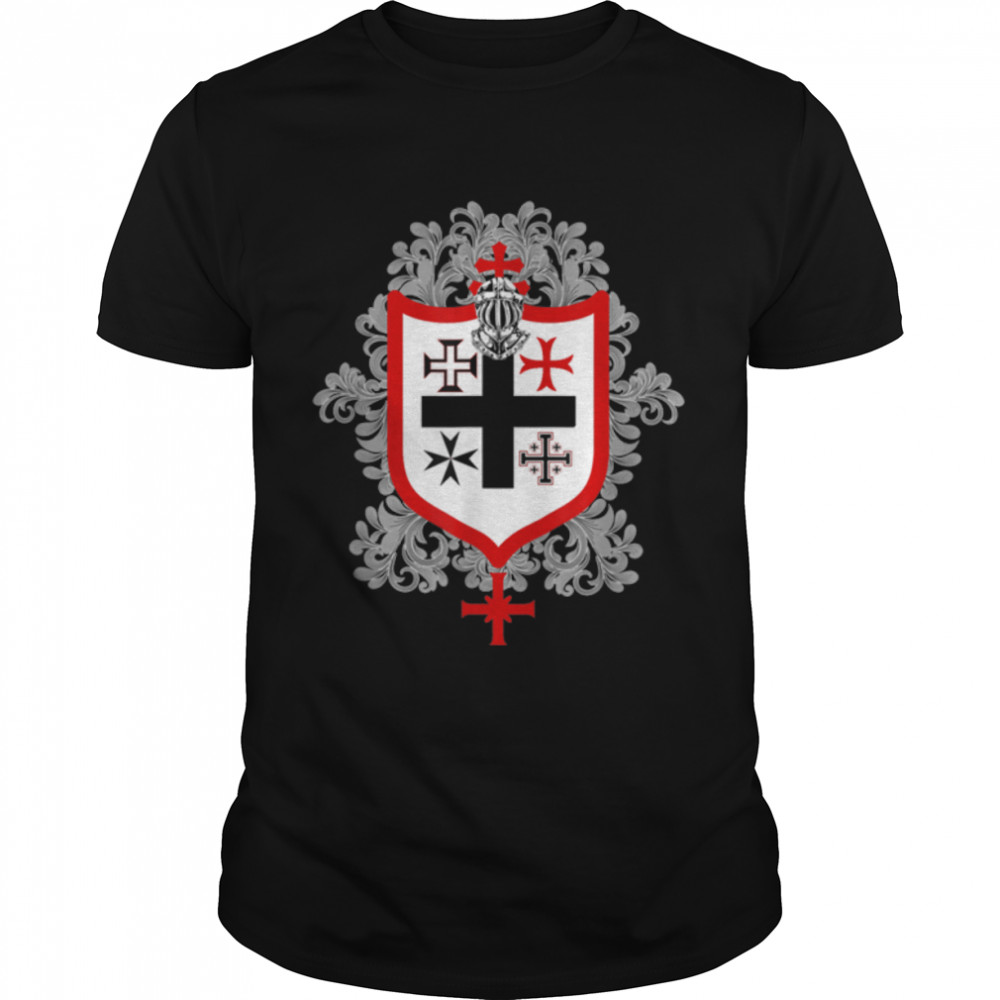 Knights Templar Shield Cross Crusader Medieval Warrior T- B09VTHVDDM Classic Men's T-shirt