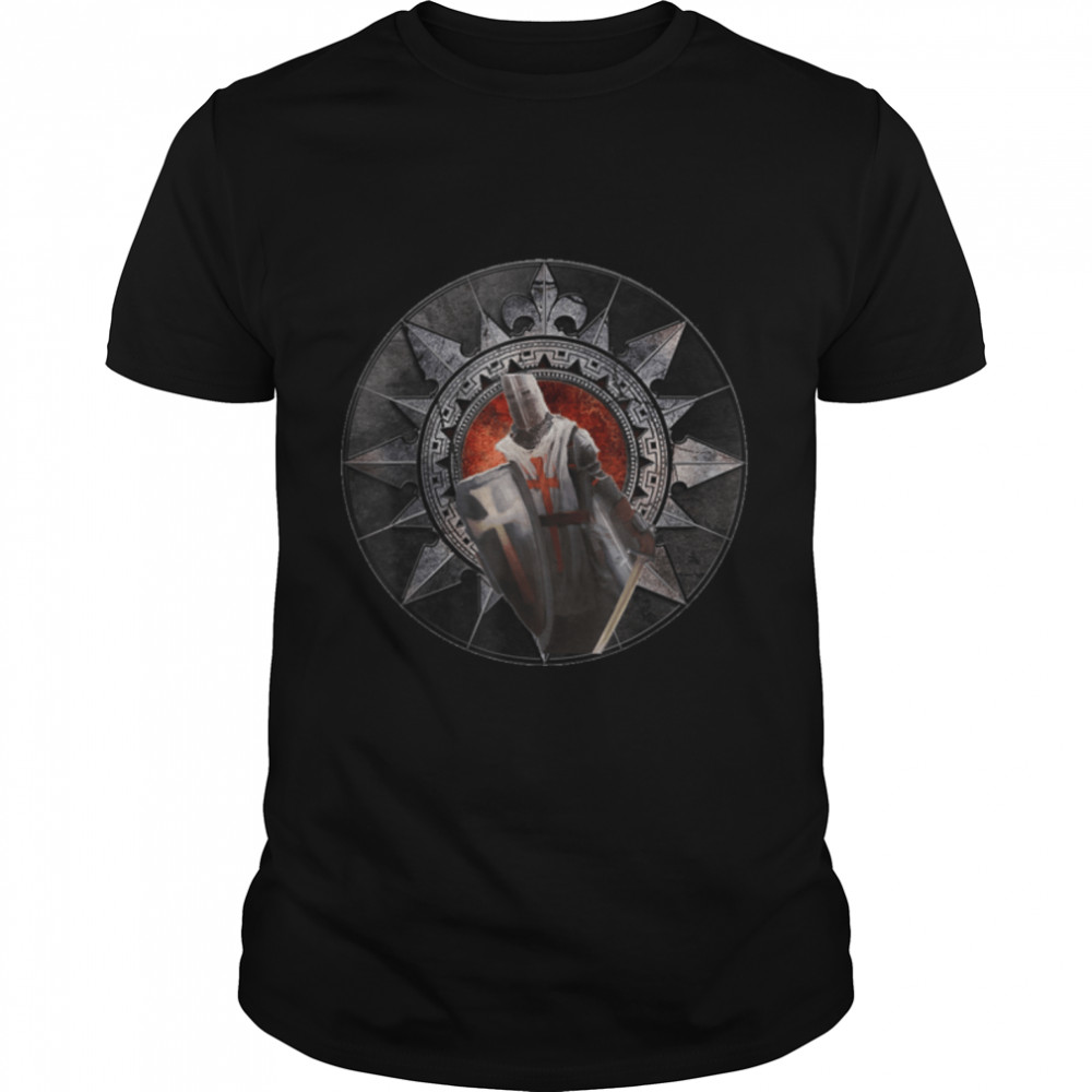 Knights Templar Sword Cross Crusader Armor Medieval Warrior T- B09VPZY351 Classic Men's T-shirt