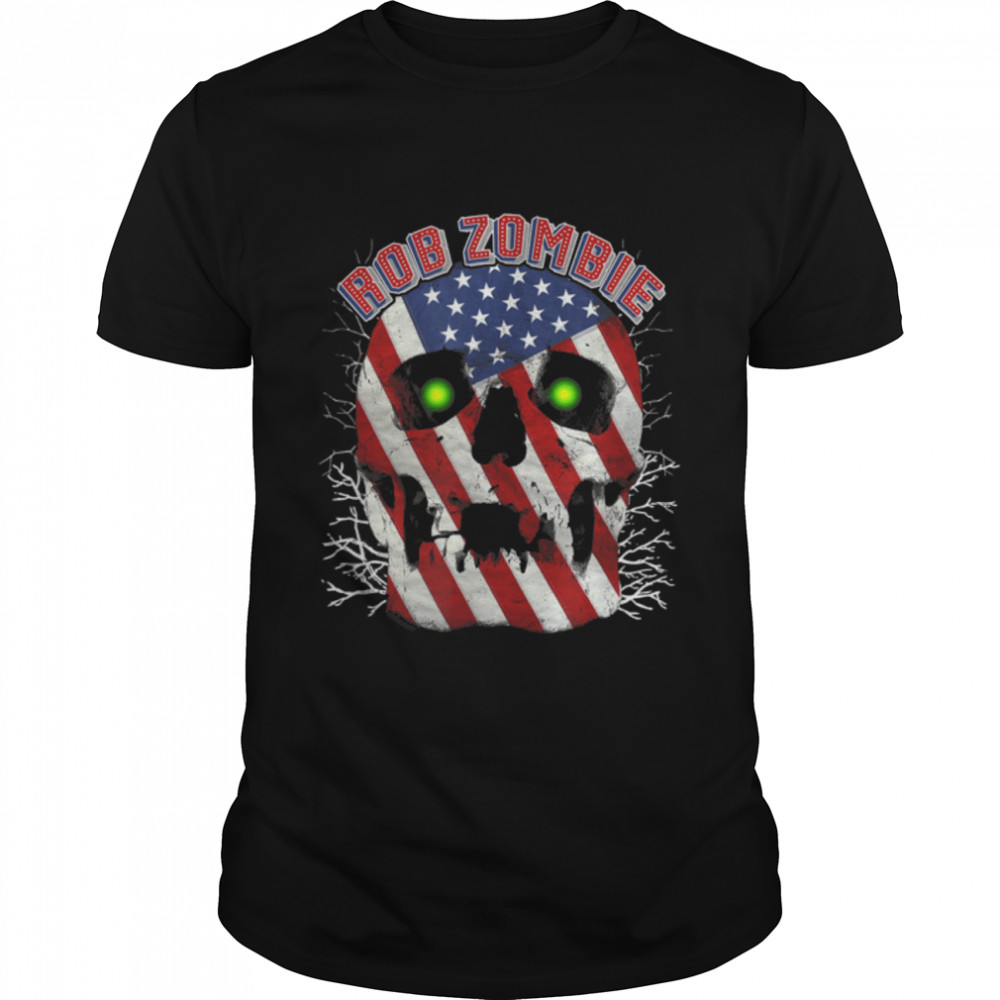 Rob Zombie - Red White and Blue Stars s& Stripes Skull T-Shirt B09YZ3WQCGs