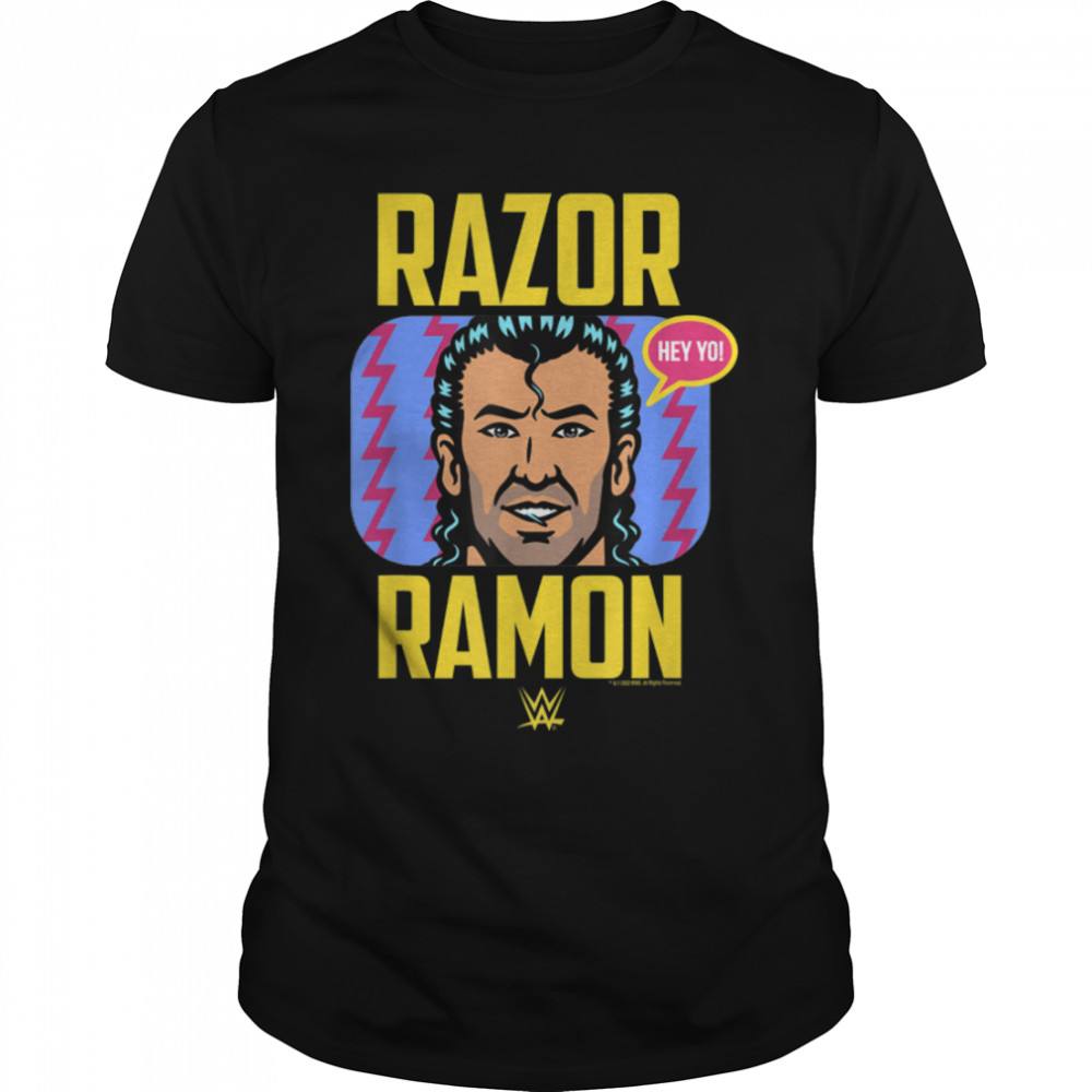 WWE Razor Ramon Neon Big Face T-Shirt B0B4V81HRNs