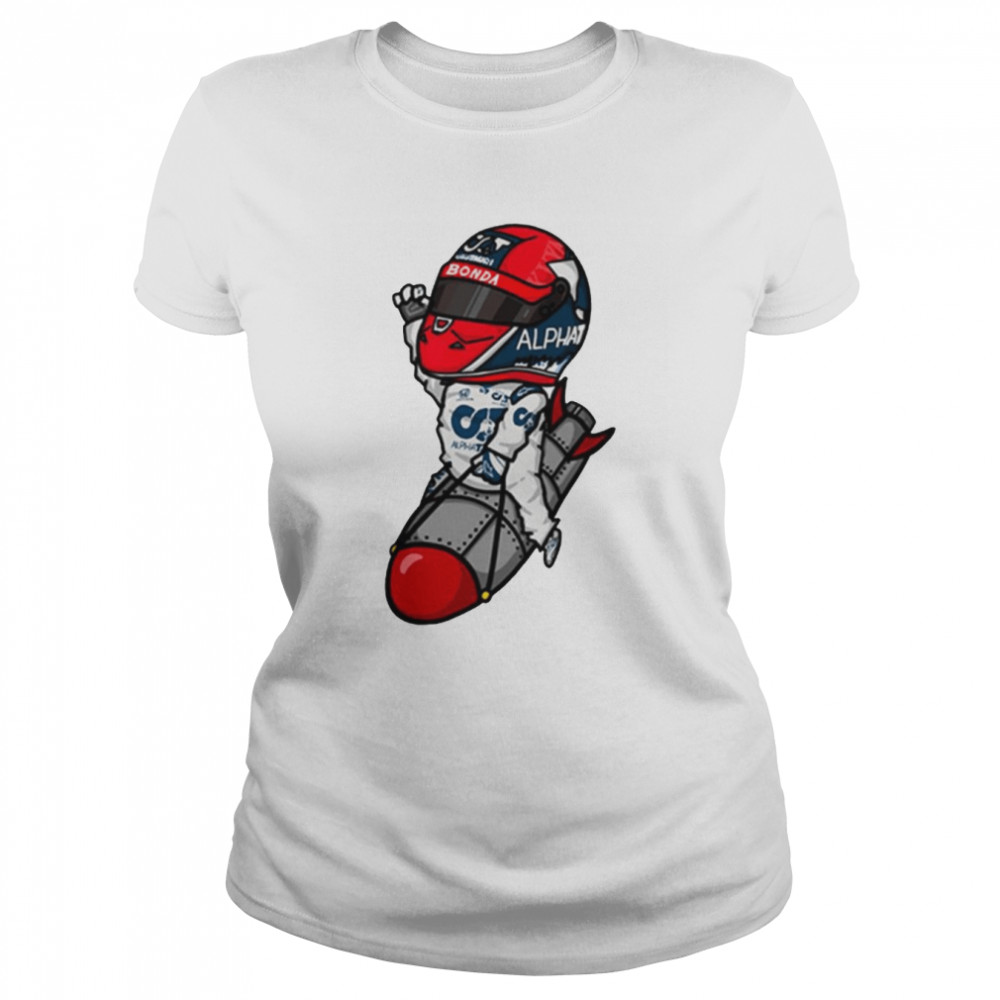 Chibi Art Daniil Kvyat Mini Car Racing Nascar F1 shirt Classic Women's T-shirt