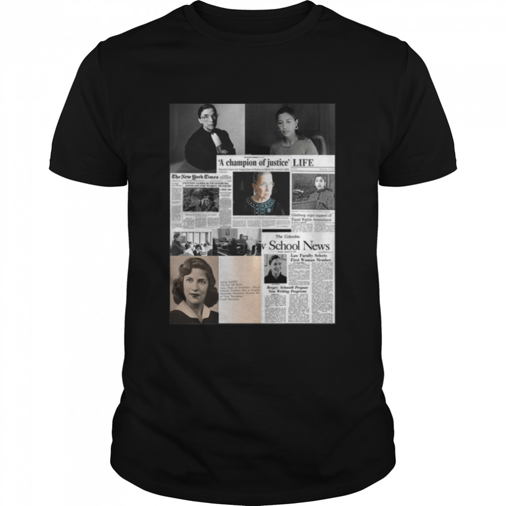 Justice Ruth Bader Ginsburg Newspaper Collage Supreme Court shirt Classic Men's T-shirt