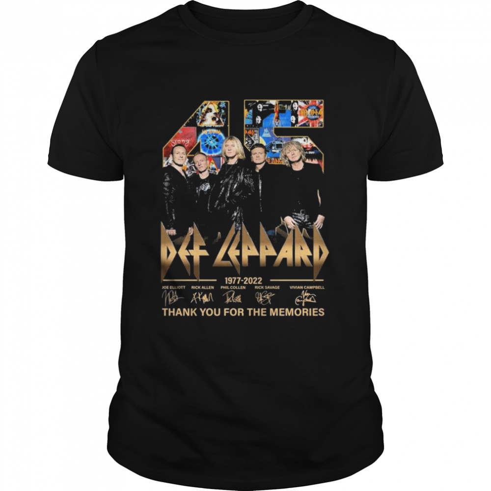 45 Years Of Def-Leppard 1977 2022 Signatures Thank You For The Memories T-Shirts