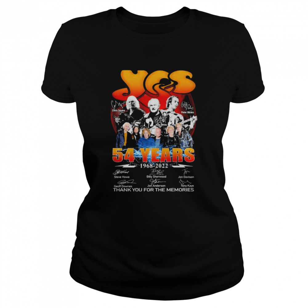 Progressive Rock Yes 54 Years 1968-2022 Signature Thank You For The Memories Classic Women's T-shirt