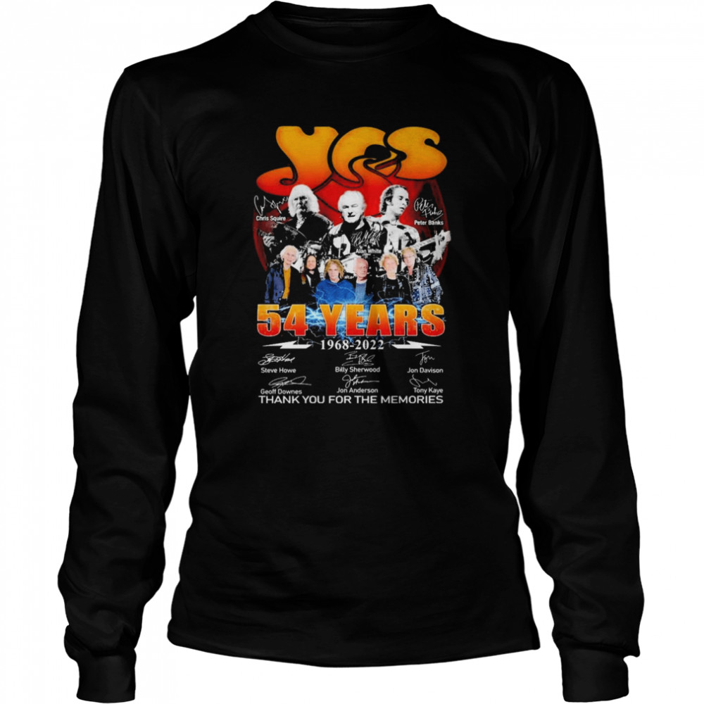 Progressive Rock Yes 54 Years 1968-2022 Signature Thank You For The Memories Long Sleeved T-shirt