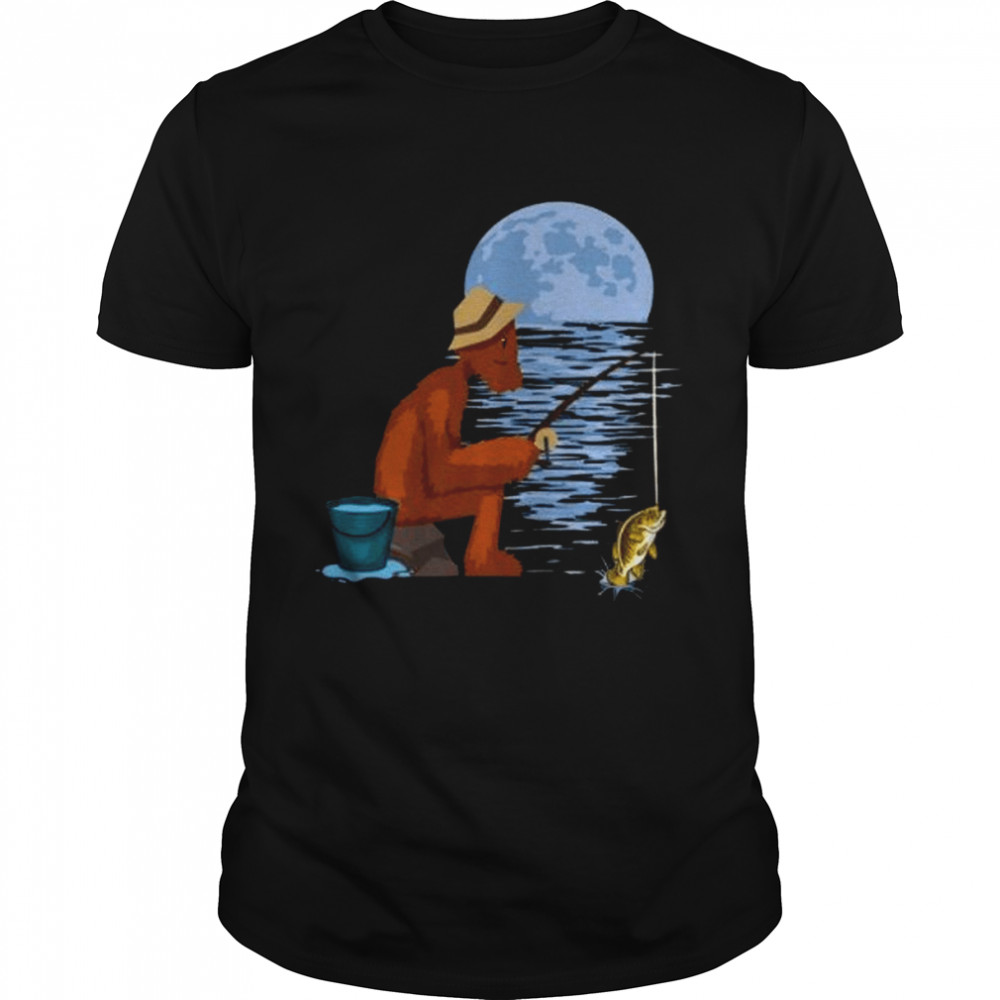Bigfoots Basss Fishings Sasquatchs Truckers Hats Fishermans Shirts