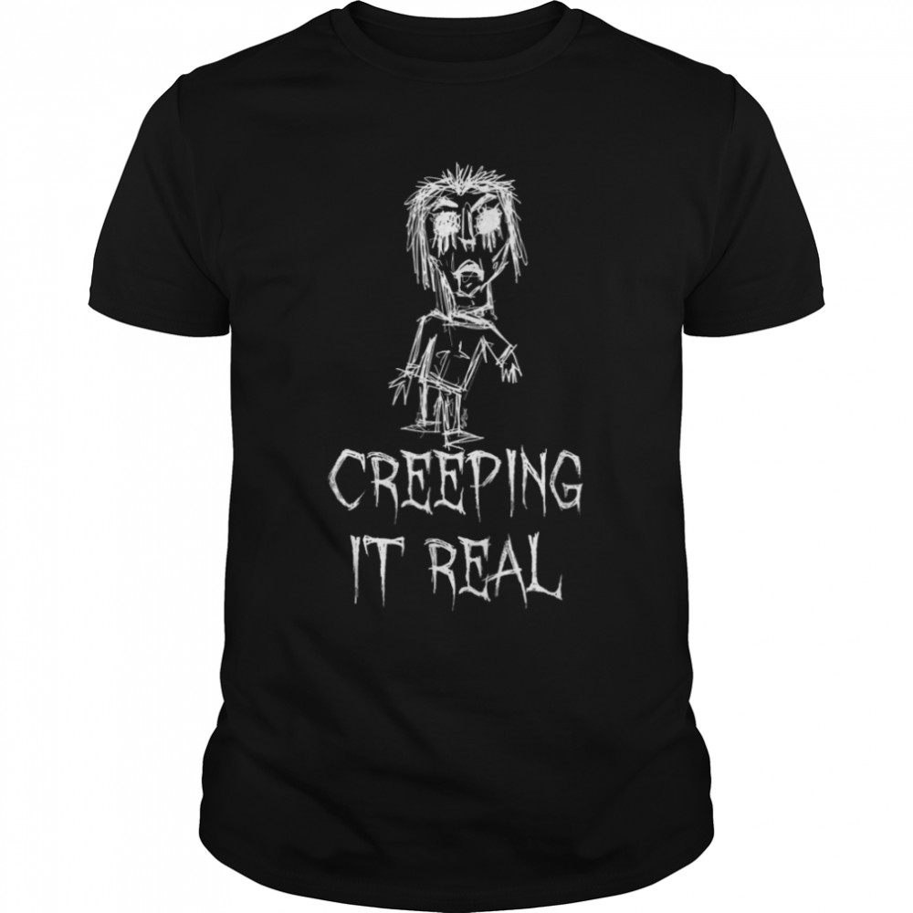 Creeping It Real Halloween Costume Word Design T-Shirt B0B7F37G56