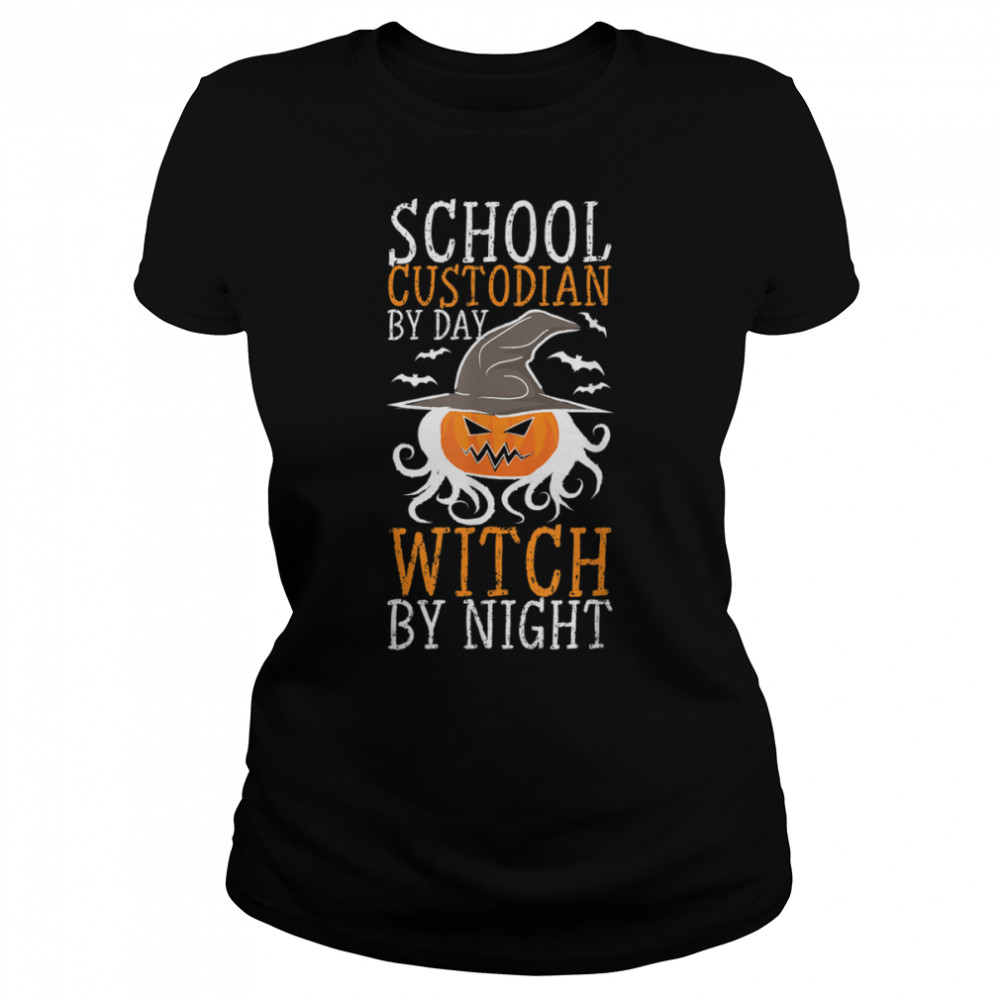 Halloween Witch & School Custodian T- B0B7JWK1RQ Classic Women's T-shirt