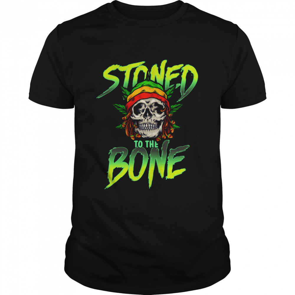 Skull Weed Stoned To The Bone Skeleton Halloween shirt Classic Men's T-shirt