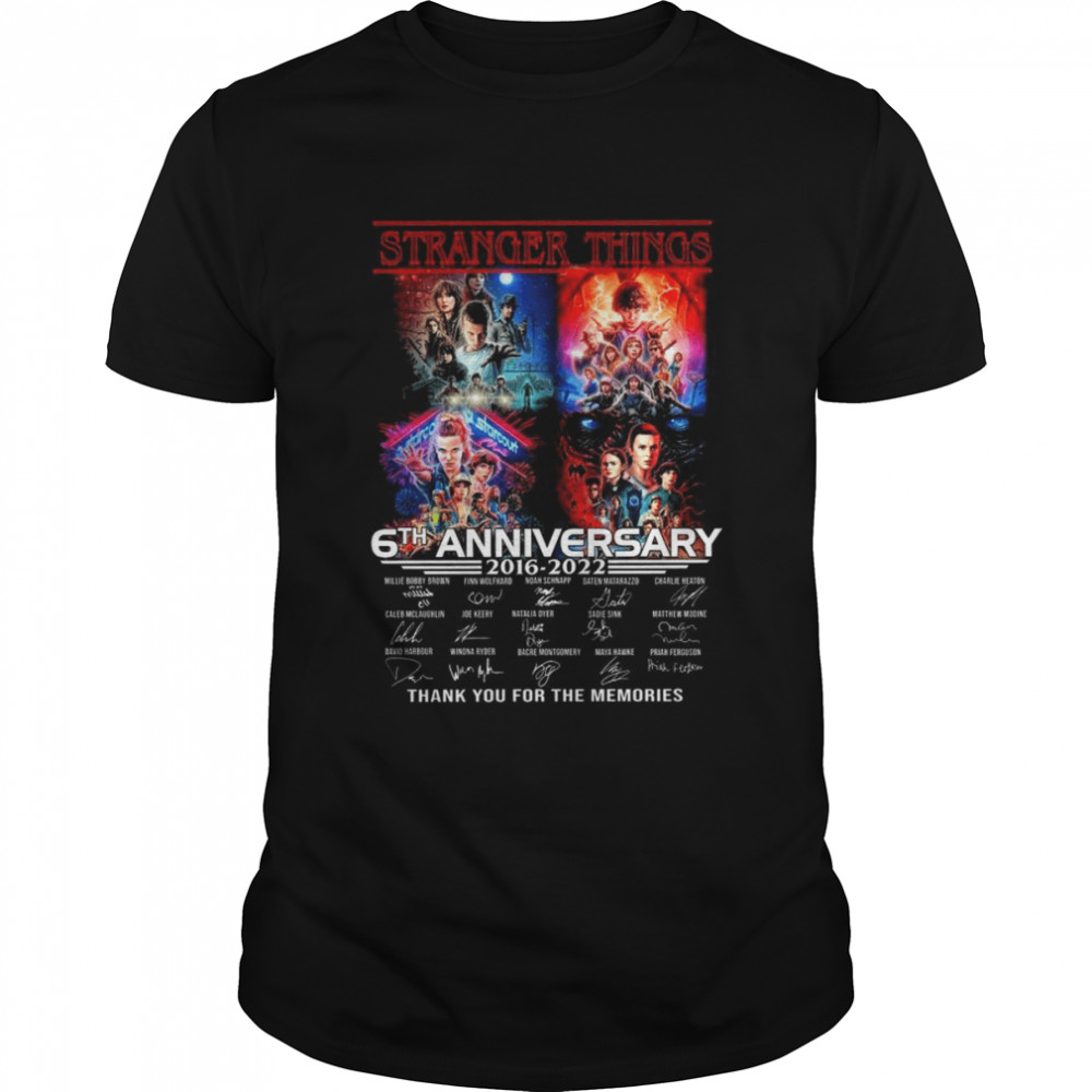 Stranger Things 6th anniversary 2016-2022 Finn Wolfhard Noah Schnapp signatures shirt Classic Men's T-shirt