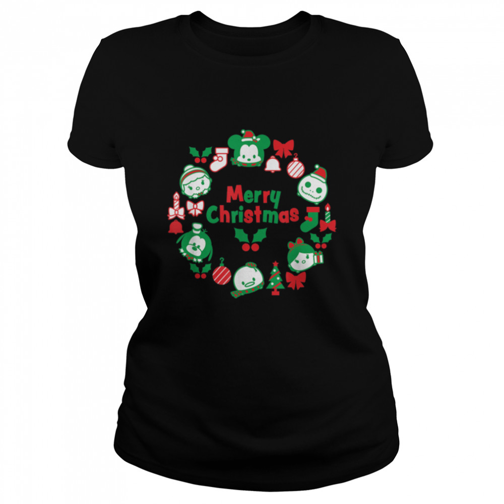 Disney Tsum Tsum Character Wreath Christmas Holiday T- T- B07MGMTT3J Classic Women's T-shirt