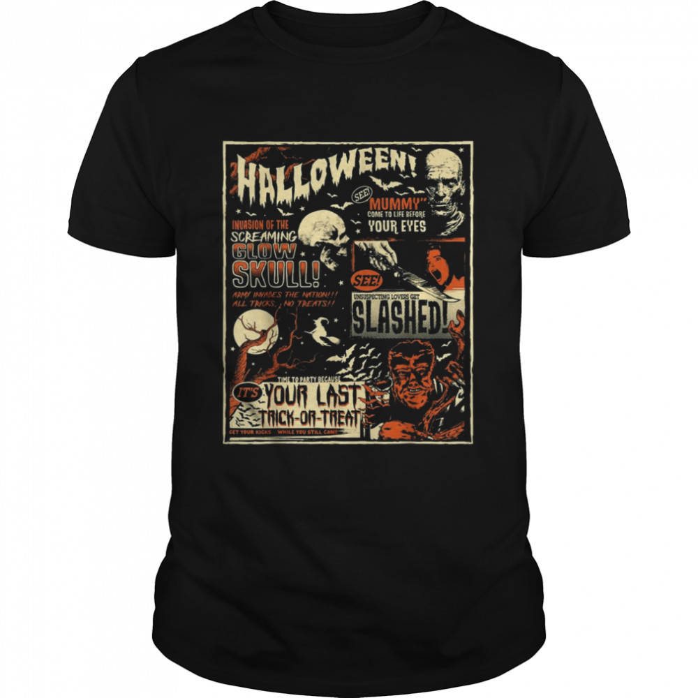Vintage Horror Movie Poster Terror Old Time Halloween shirt Classic Men's T-shirt
