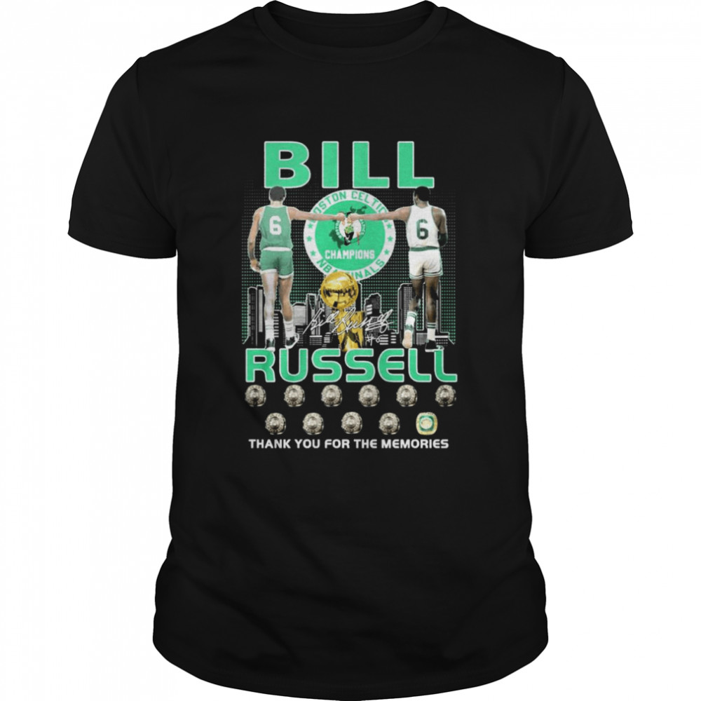 Bill Russell Boston Celtics NBA Finals Champions thank you for the memories signature shirt
