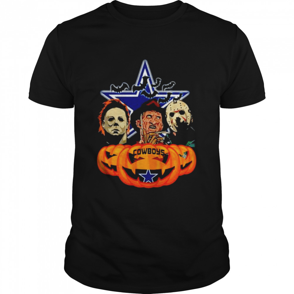 Dallas Cowboys Freddy Krueger Michael Myers Jason Voorhees Pumpkin Horror Movie Halloween shirt
