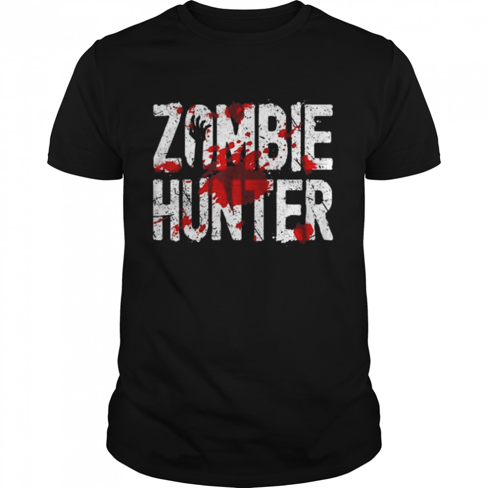 Zombie hunter halloween costume blood splatter shirt