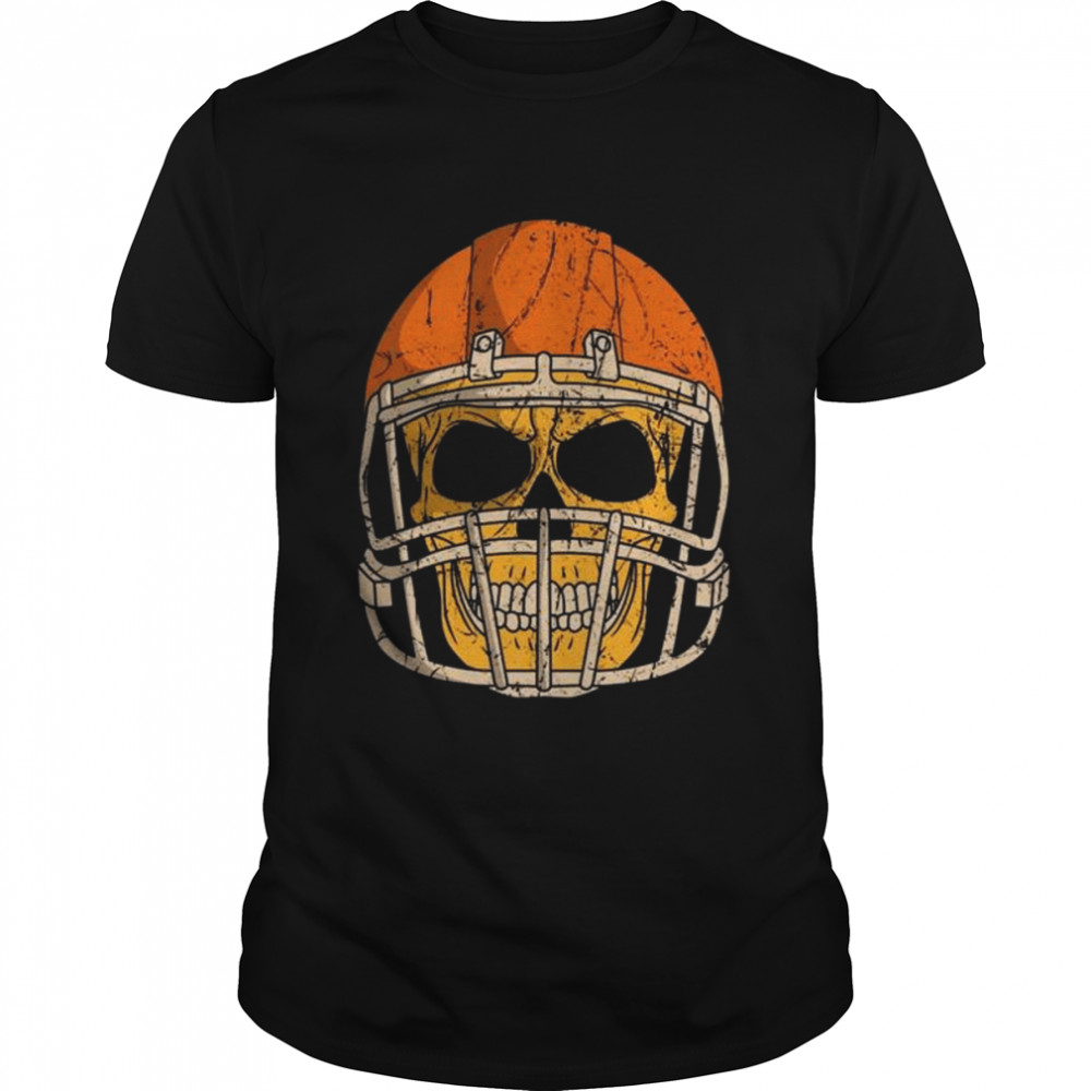 Football player skull trick or treat halloween shirt