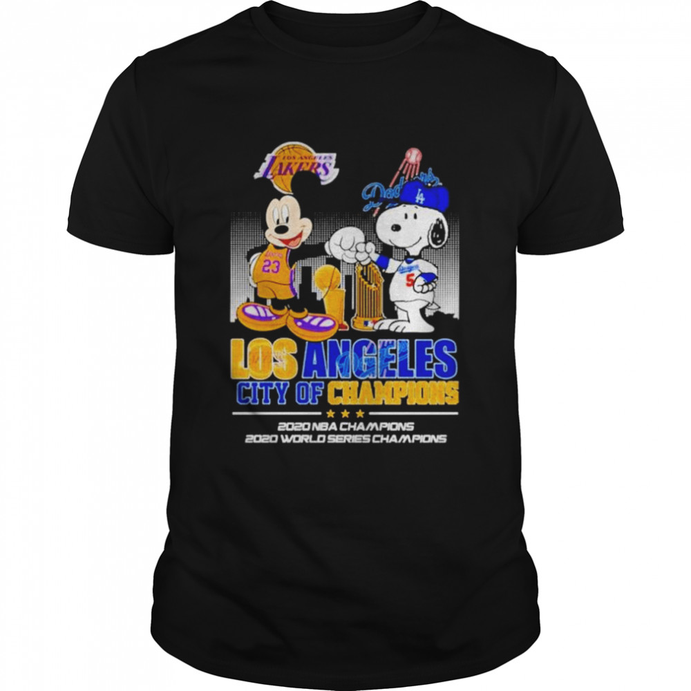 Mickey Mouse and Snoopy Los Angeles City Of Champions shirt