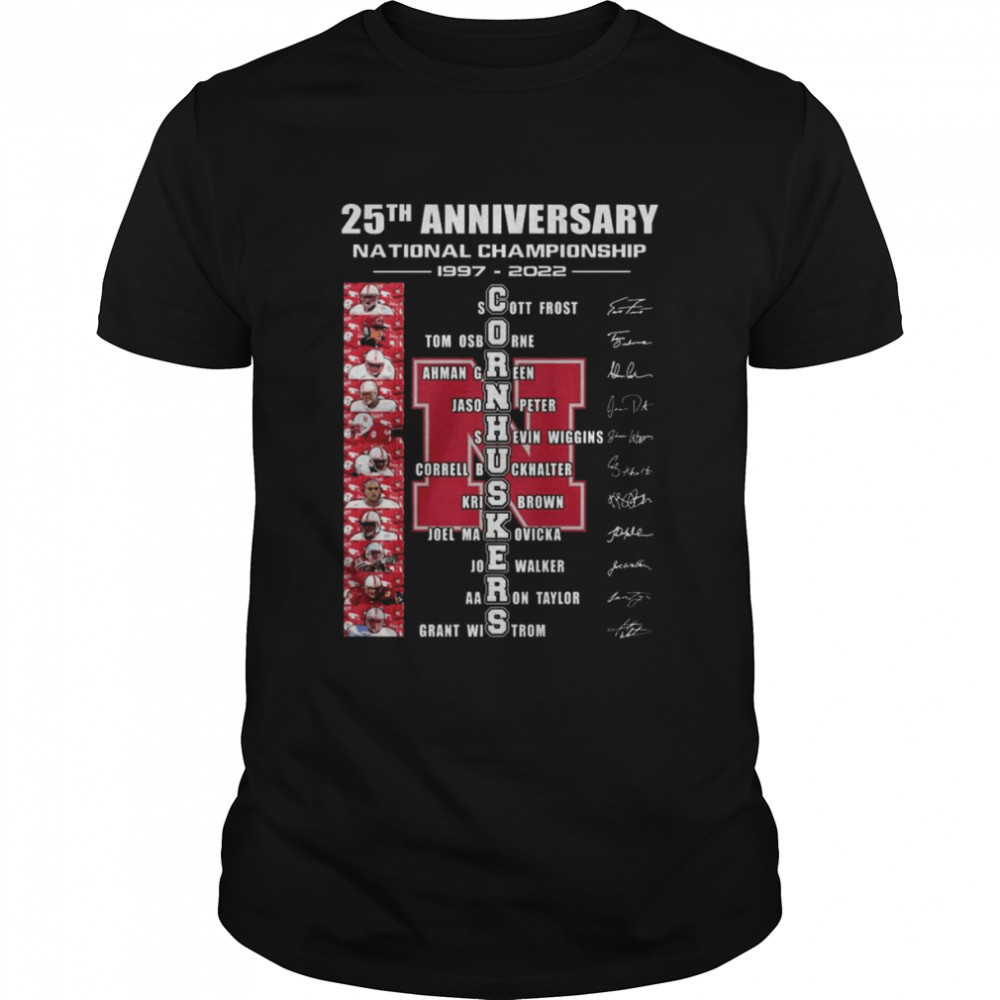25th anniversary National Champions 1997-2022 Cornhuskers Team signatures shirts