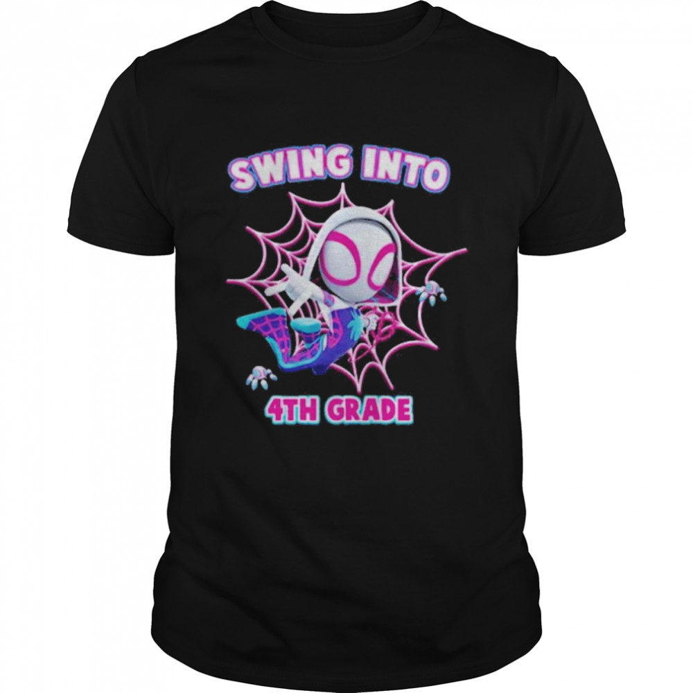 Kindergarten Teacher Spider Gwen Swing Into 4th Grade Back To School Shirts