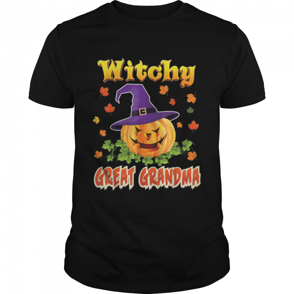 Is'm The Witchy Great Grandma Witch Broom Halloween Pumpkin T-Shirt B0BBH7MD4Qs