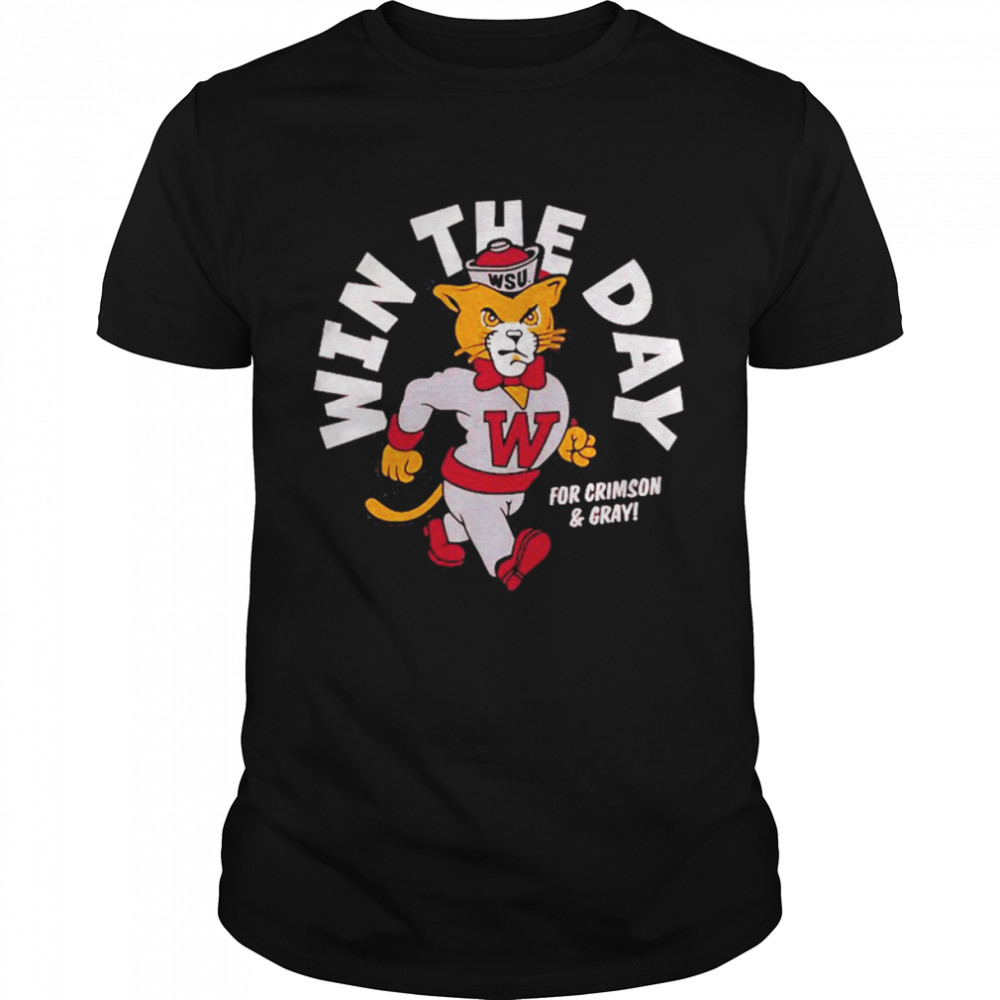 Win the Day WSU Cougar Mascot For Crimson And Gray Shirts