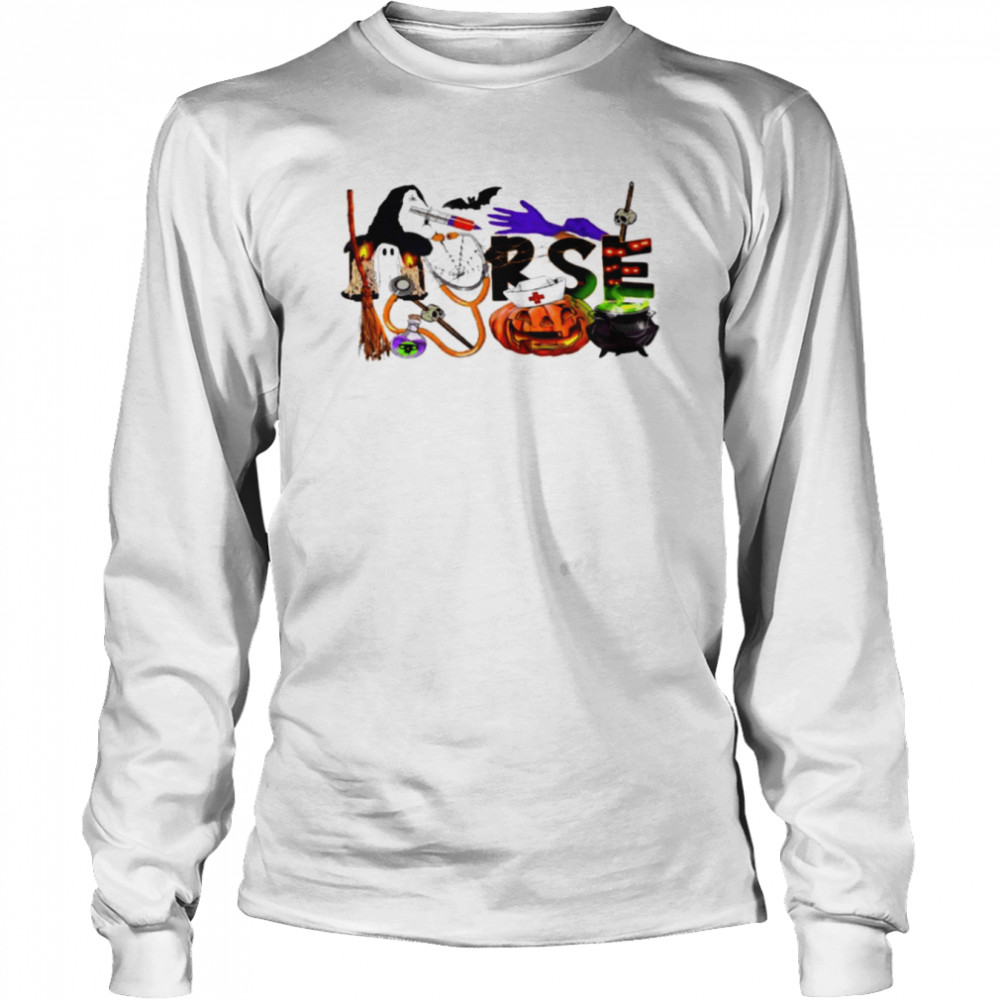 Nurse Nursing Cute Halloween Pattern shirt Long Sleeved T-shirt