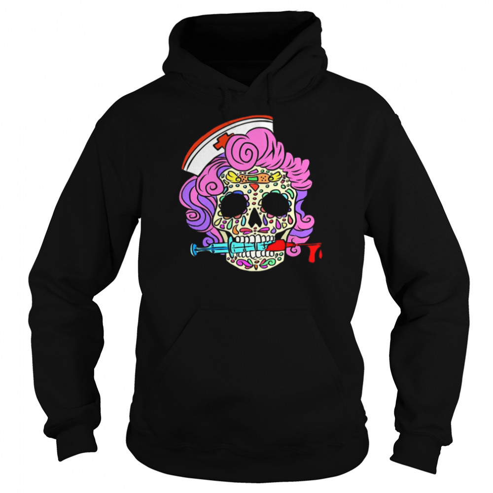 Skull Halloween Nurse Nursing Cute Design shirt Unisex Hoodie