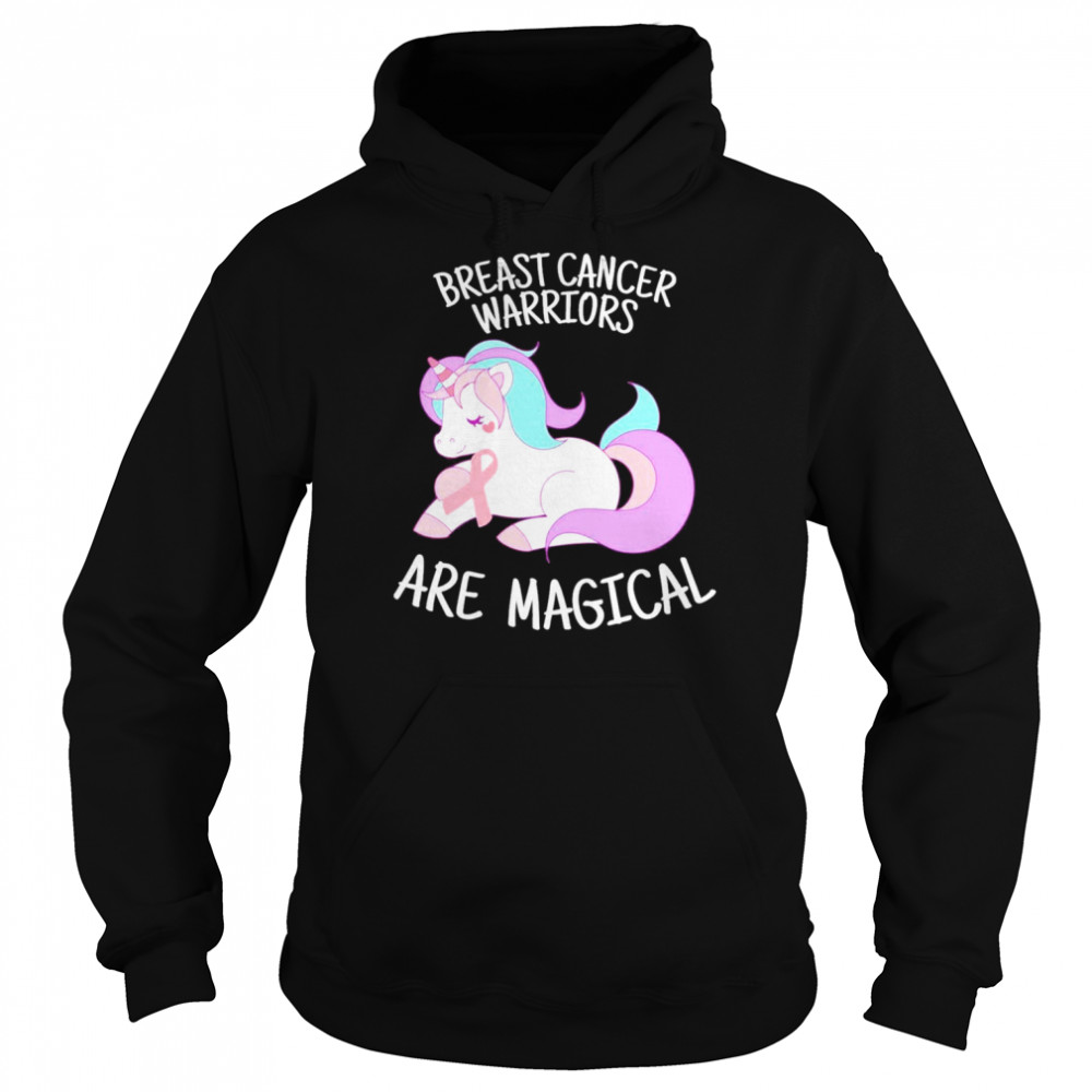 Unicorn Breast Cancer Warriors are Magical Art Breast Cancer Awareness Unisex Hoodie