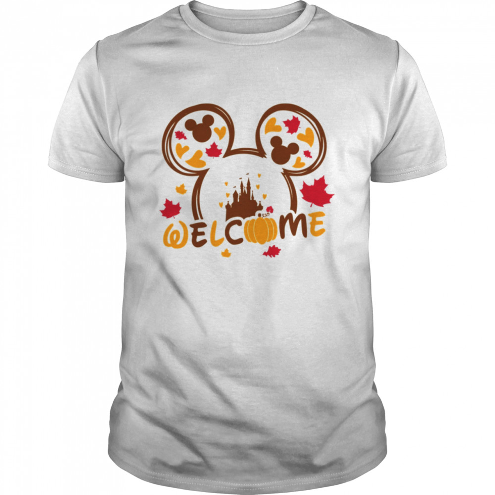 Disney Thanksgiving Mouse Head Welcome Fall  Shirts