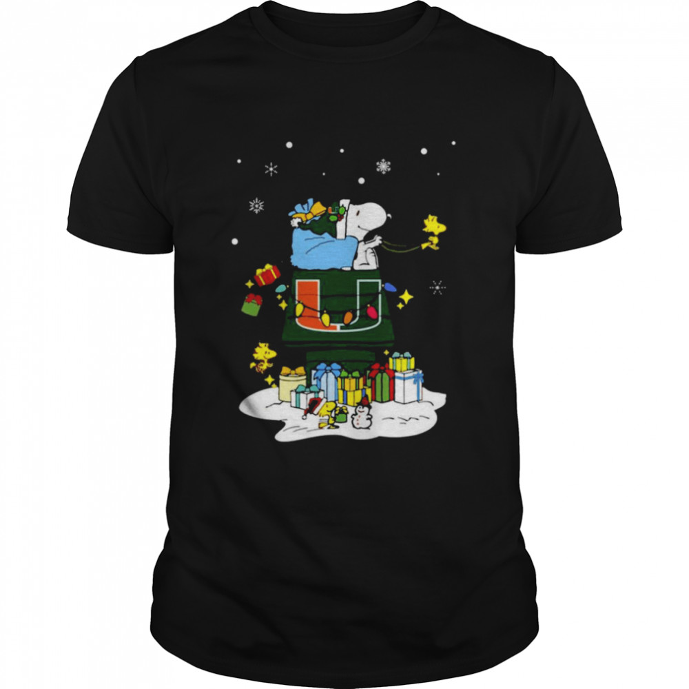 Miami Hurricanes Santa Snoopy Wish You A Merry Christmas 2022 Shirts