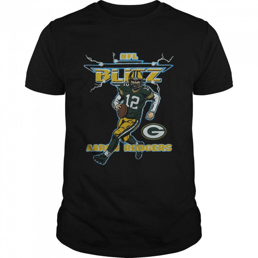 Aaron Rodgers NFL Blitz Green Bay Packers lighting Retro T-Shirt
