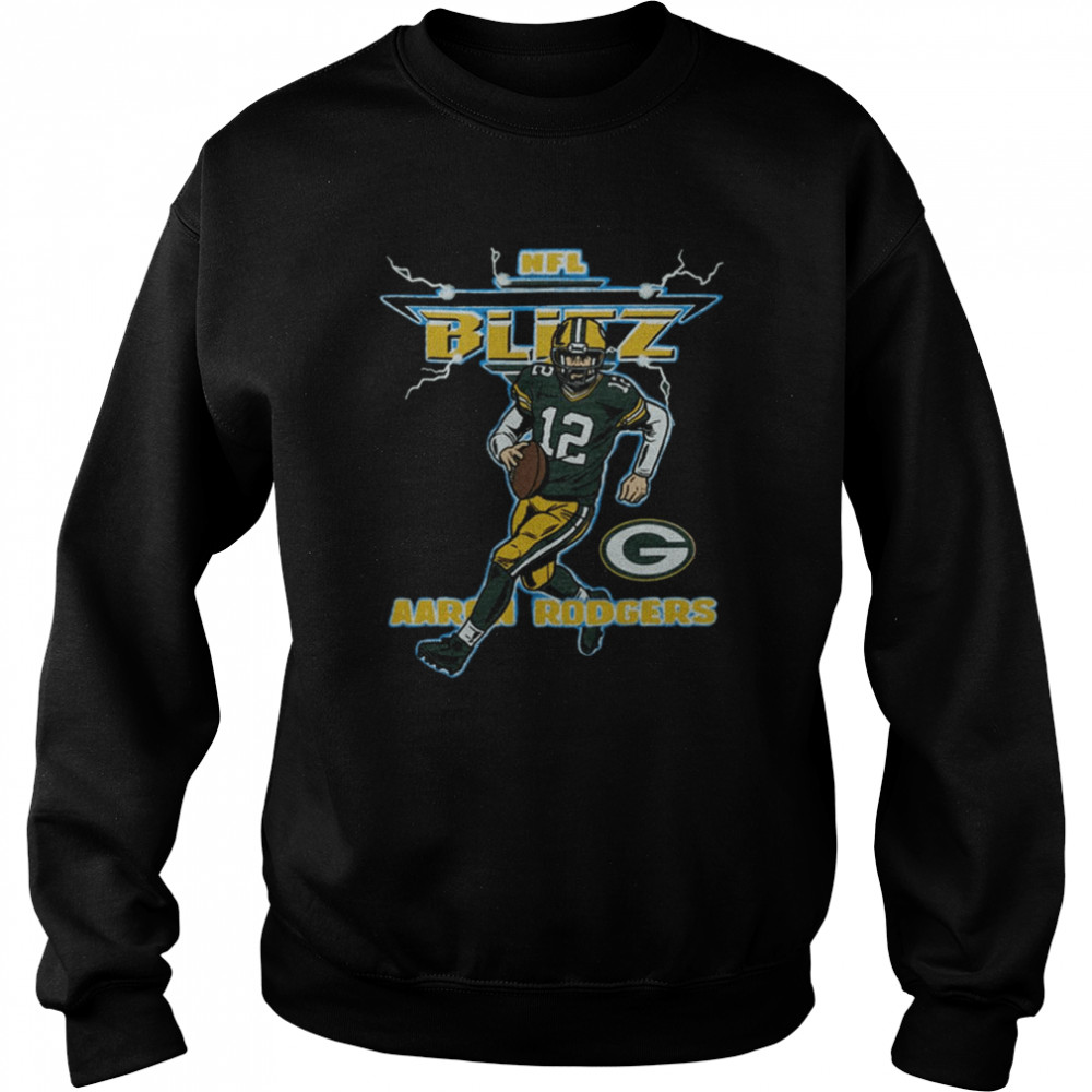 Aaron Rodgers NFL Blitz Green Bay Packers lighting Retro T Shirt