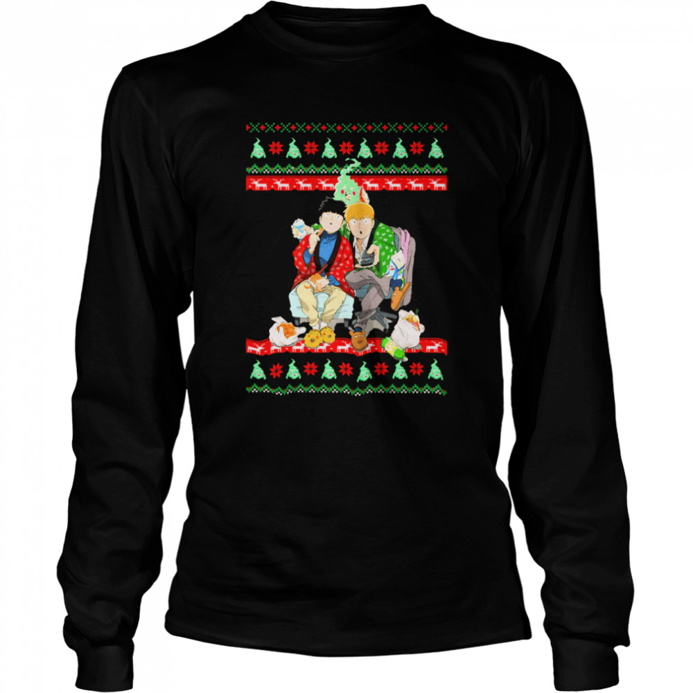 Mob Psycho 100 Christmas Shigeo And Arataka Christmas Anime shirt Long Sleeved T-shirt