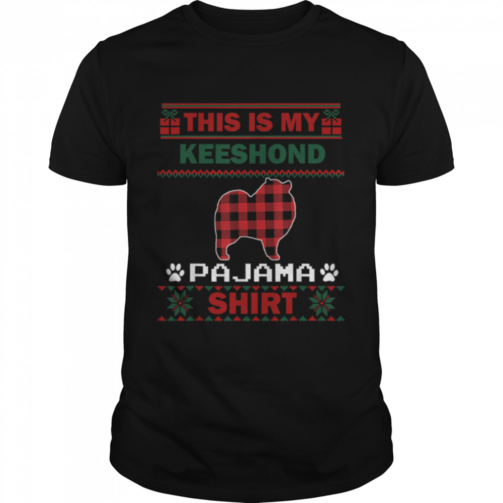 Keeshond Dog Gifts This Is My Keeshond Pajama Ugly Christmas T-Shirt B0BFDG1FFSs