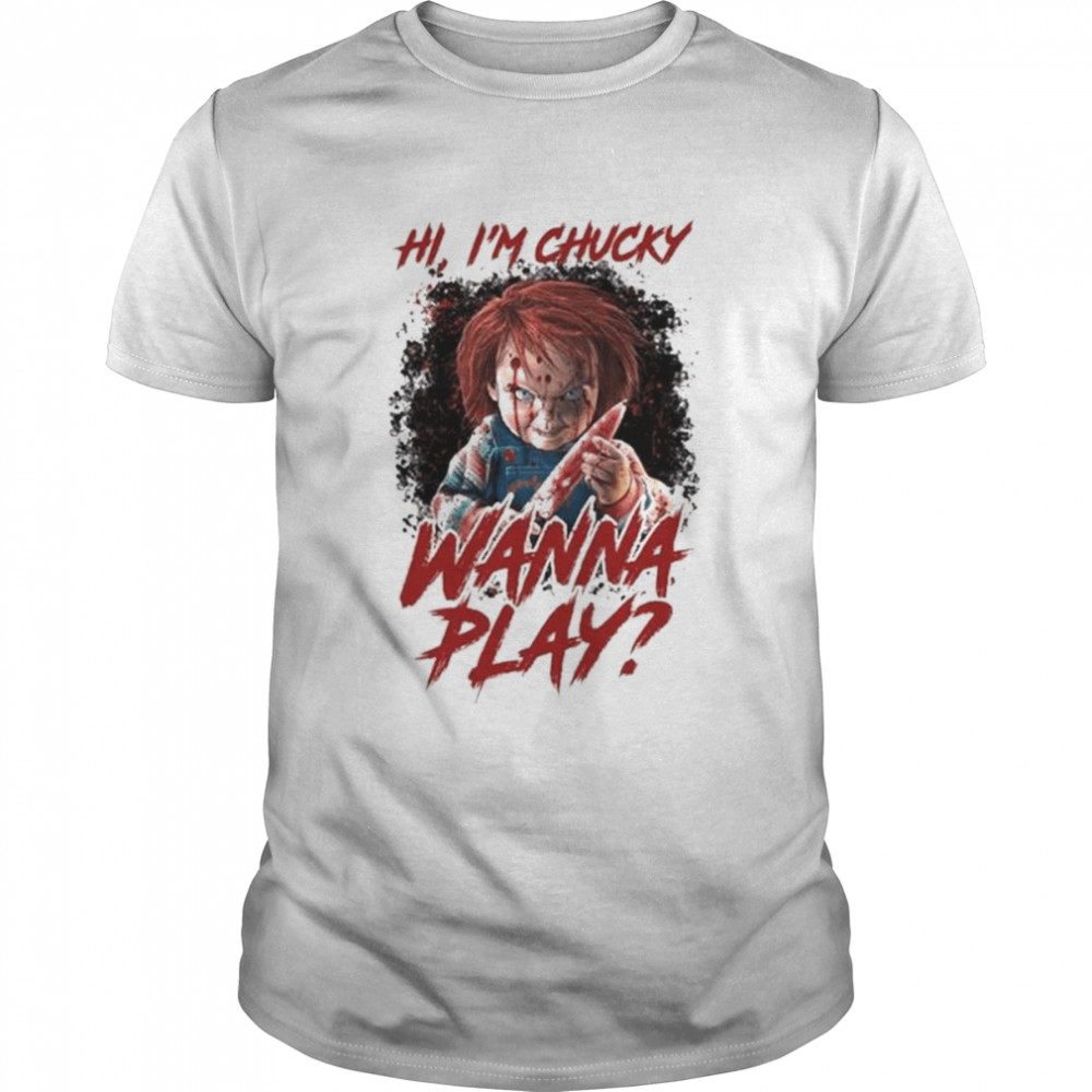 Chucky wanna hi I’m chucky wanna play halloween shirt Classic Men's T-shirt