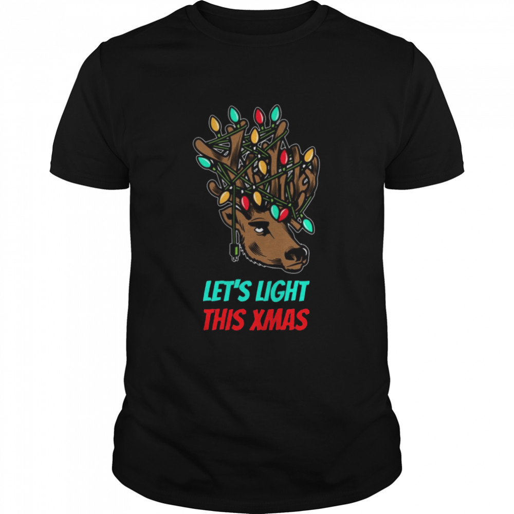 Colorful Lights Reindeer Christmas Lights In Its Antlers shirt Classic Men's T-shirt