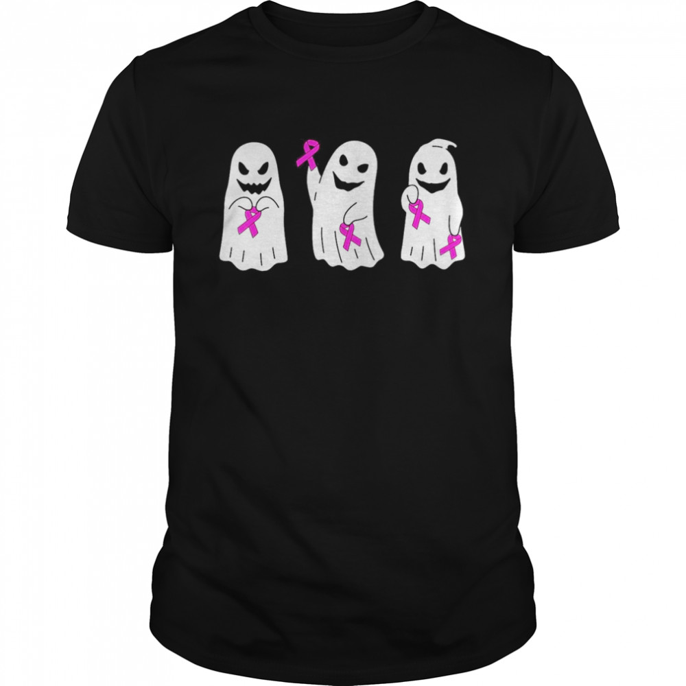 Pink Ribbon Ghost Women Kids Toddler Breast Cancer Awareness Shirt